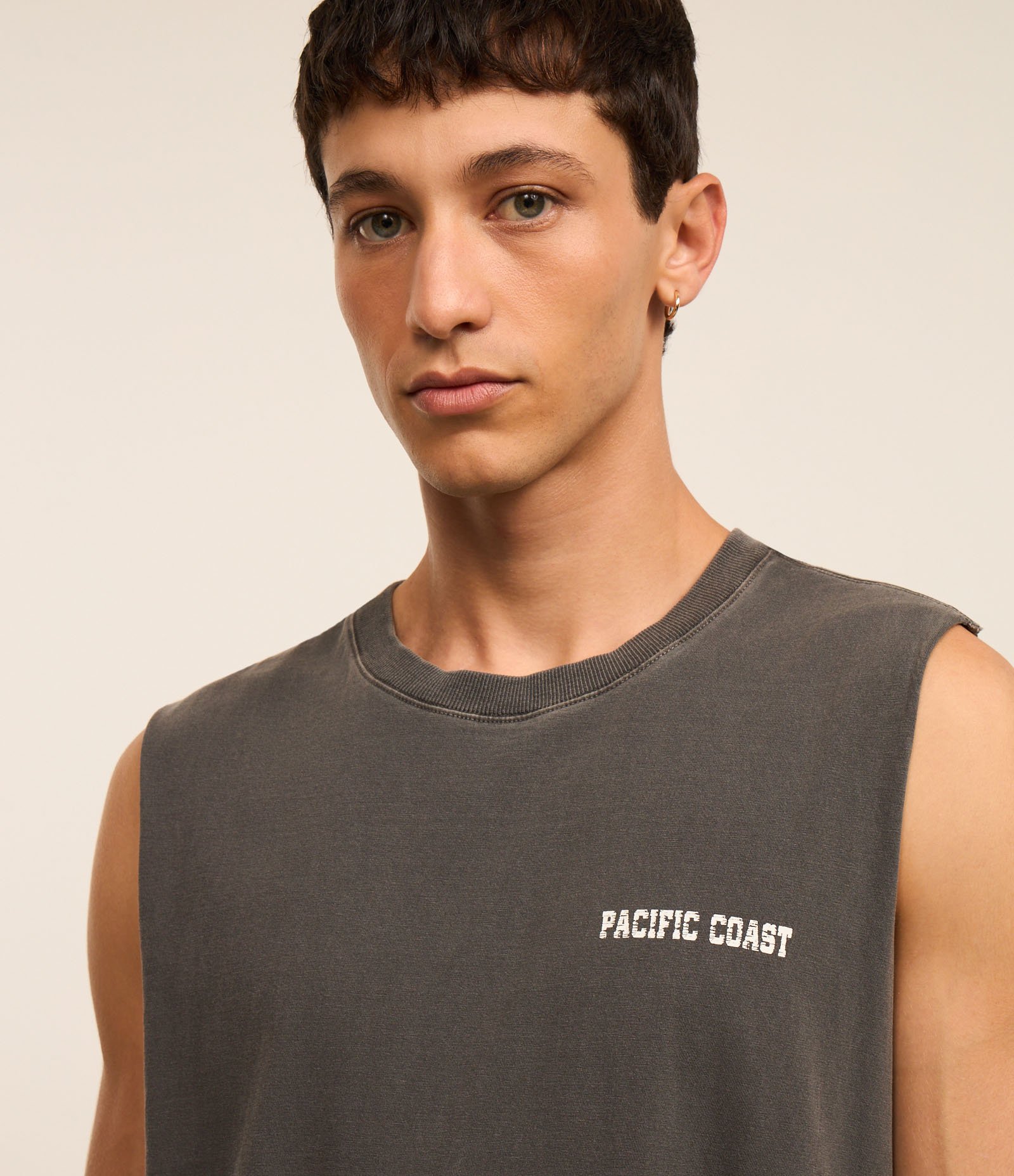 Regata Comfort em Algodão com Estampa Lettering Praia Preto 4