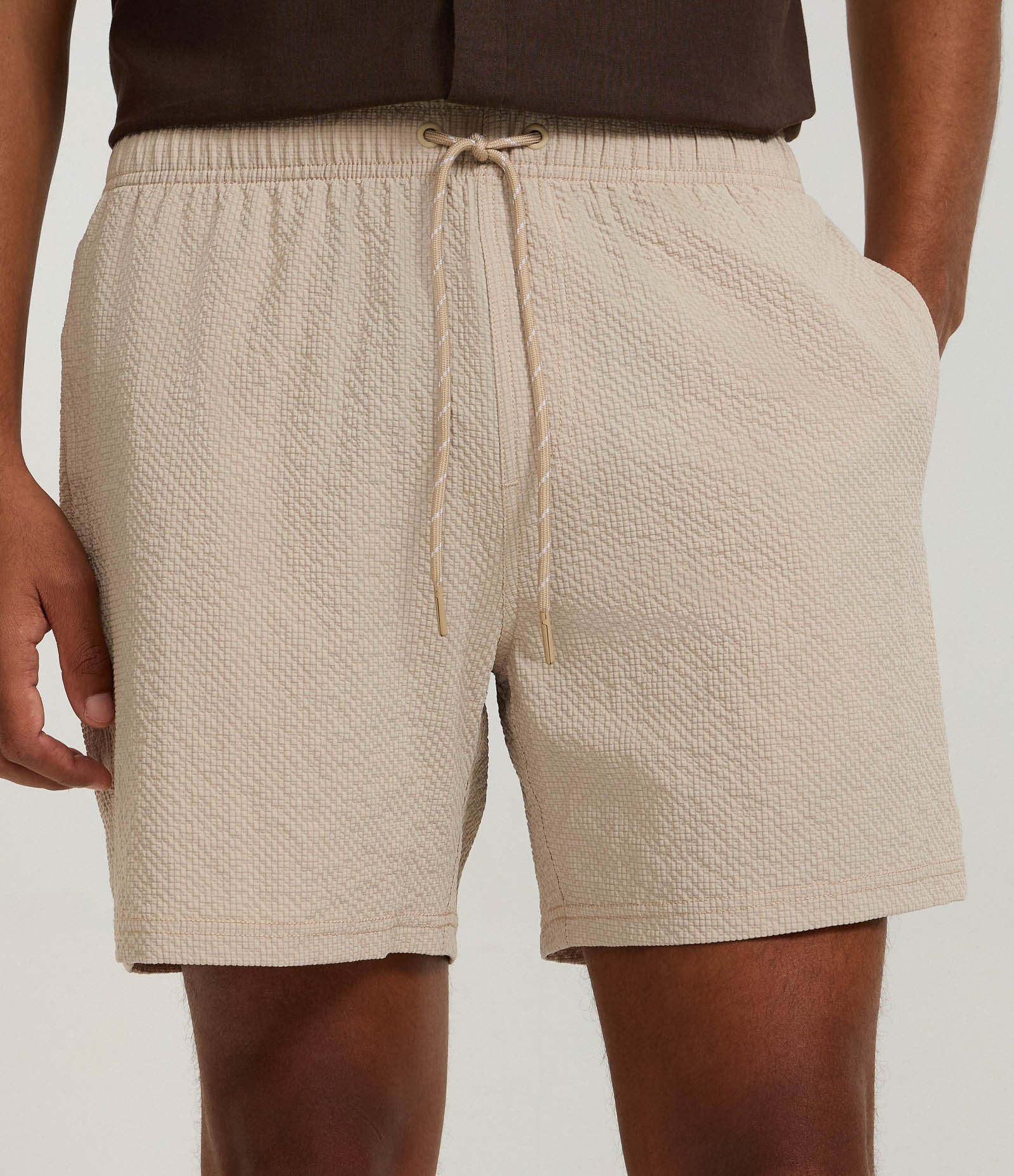 Bermuda de Banho Básica em Microfibra Texturizado  Bege 2