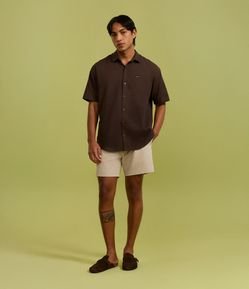 Bermuda de Banho Básica em Microfibra Texturizado 