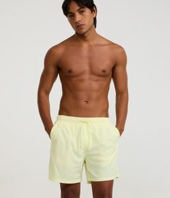 Bermuda de Banho Básica em Microfibra com Cós Elástico e Cordão