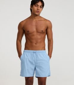 Bermuda de Banho Básica em Microfibra com Cós Elástico e Cordão