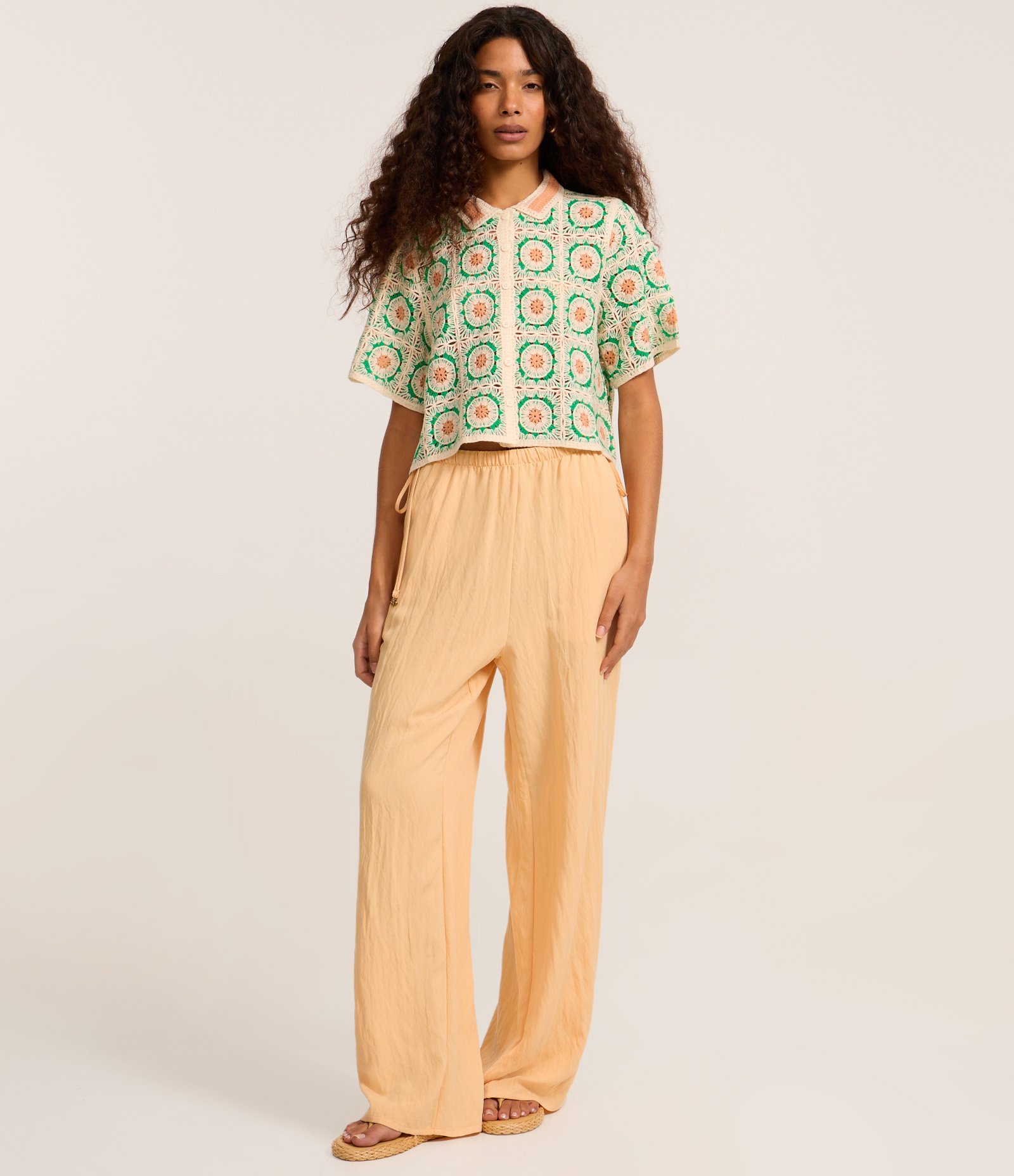 Camisa Box em Tricô com Estampa Geométrica Bege 3