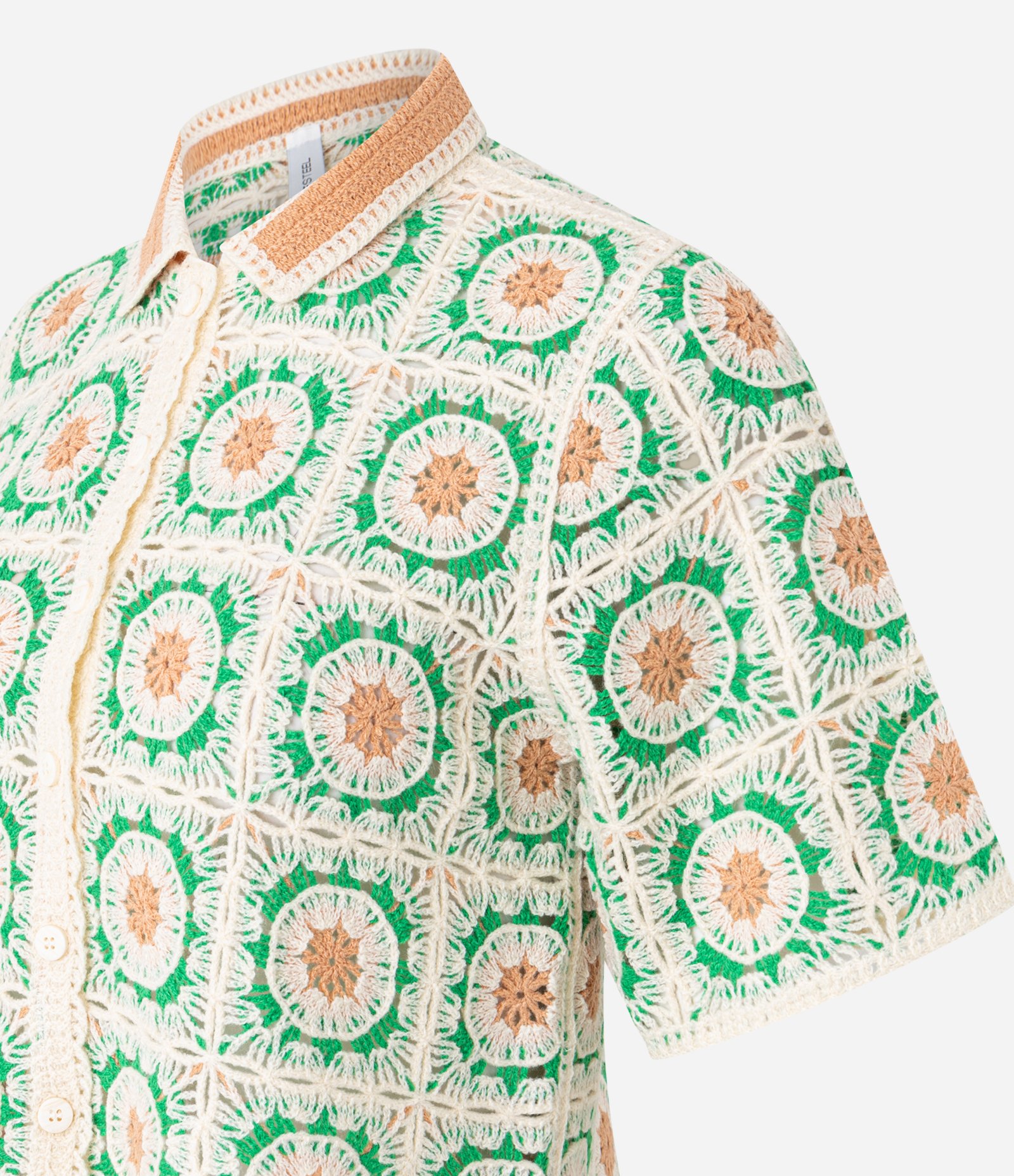 Camisa Box em Tricô com Estampa Geométrica Bege 2