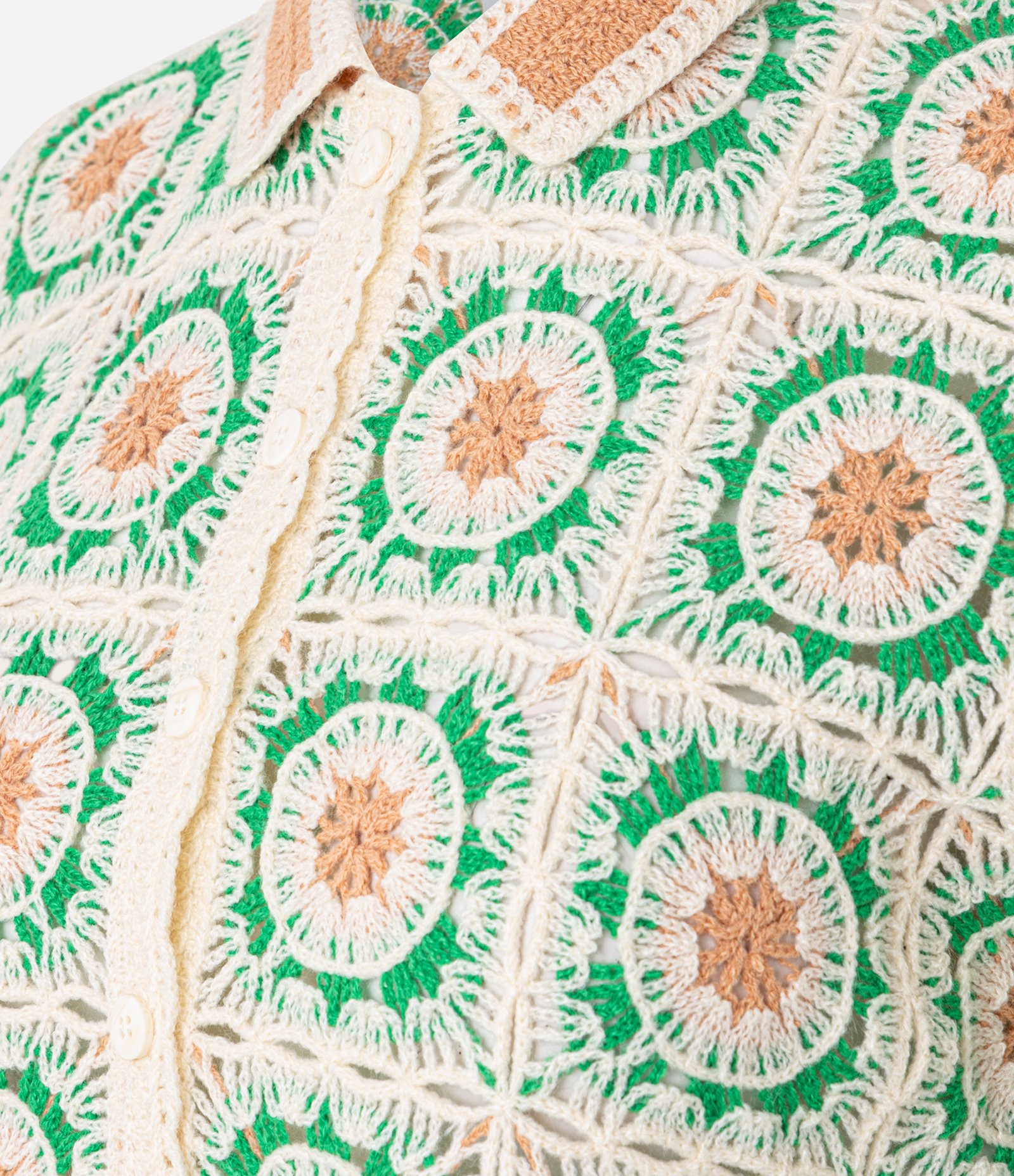 Camisa Box em Tricô com Estampa Geométrica Bege 3