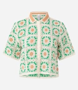 Camisa Box em Tricô com Estampa Geométrica