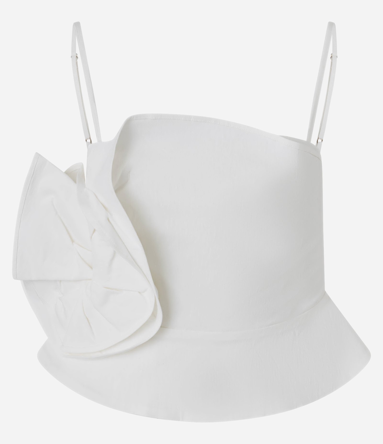 Blusa Peplum Cropped em Bengaline com Flor de Tecido Off White 5