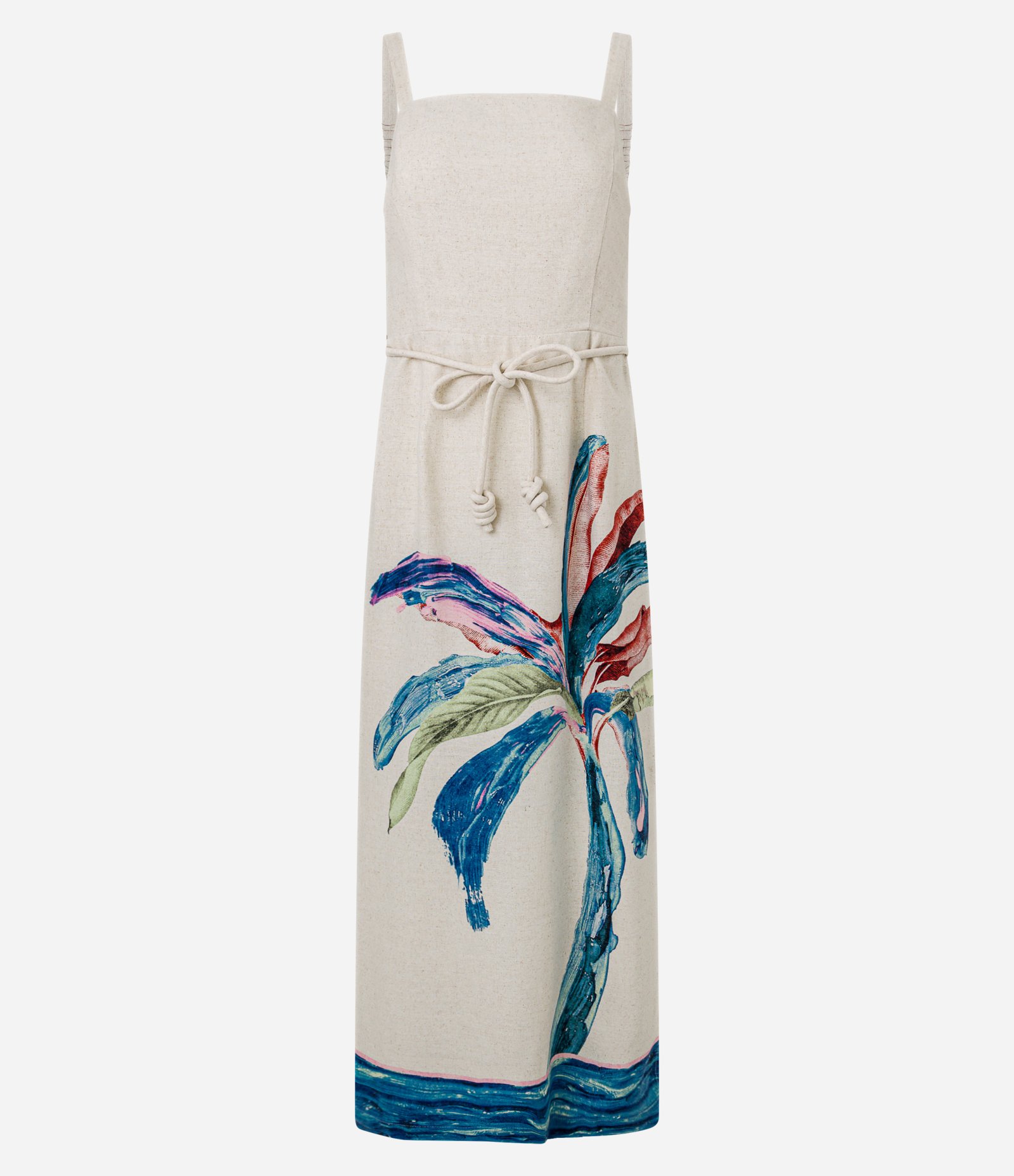 Vestido Evasê em Viscolinho com Estampa Folhagem Aquarelada Bege 7