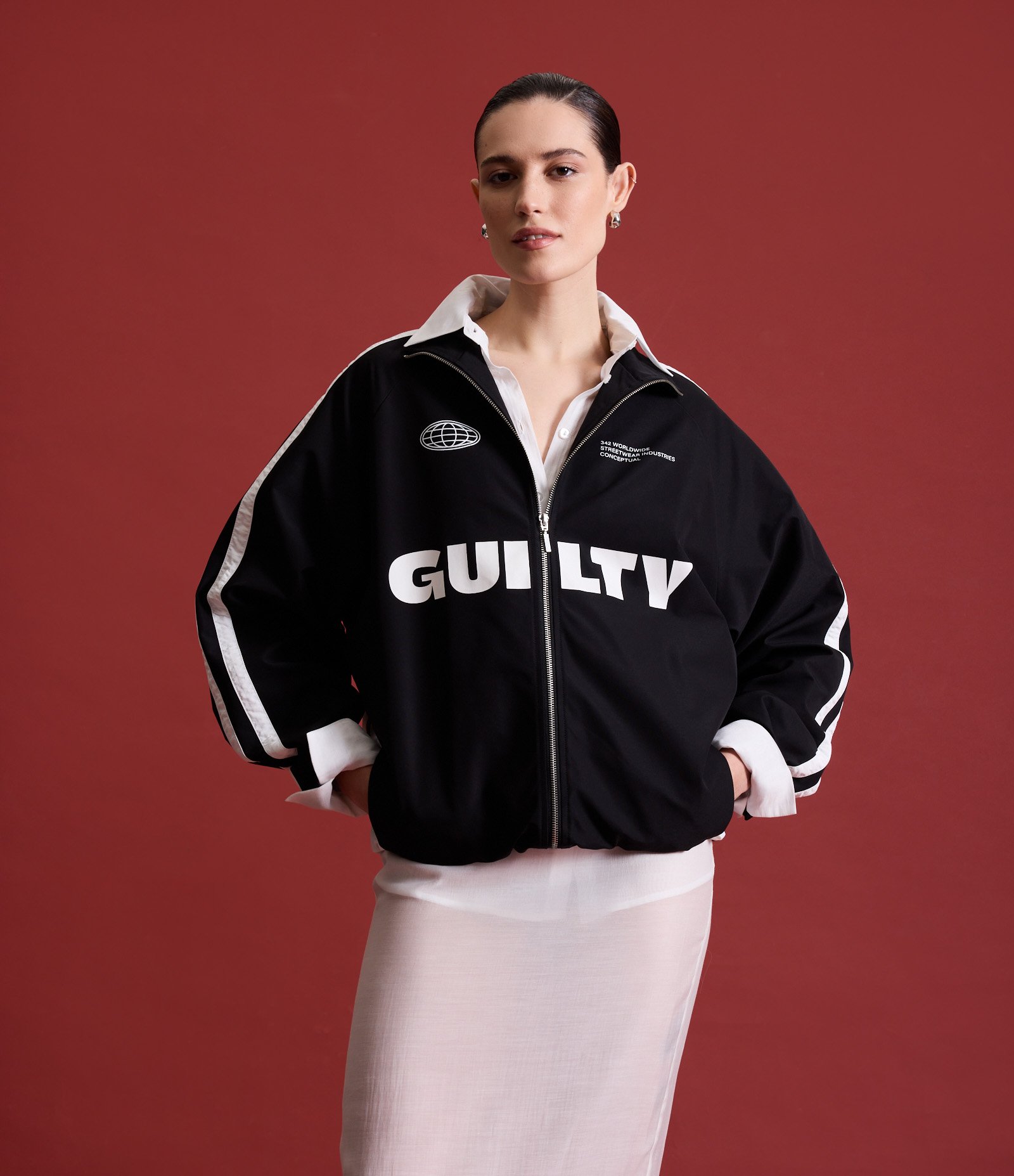 Saia Reta Midi em Organza com Transparência Branco 3