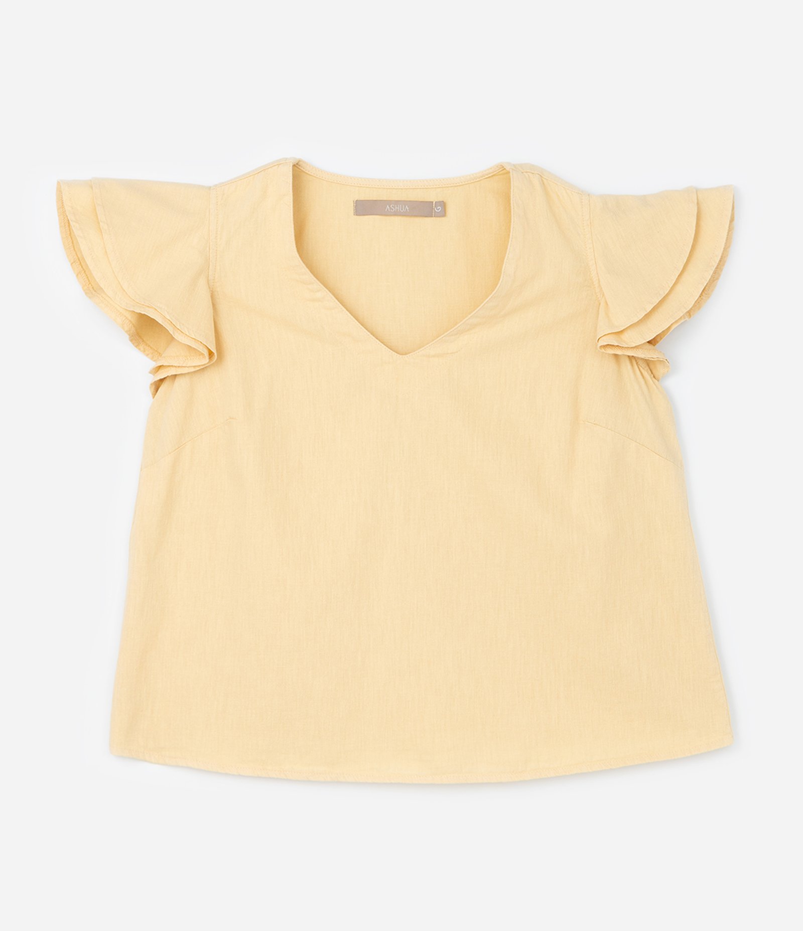 Blusa Evasê em Sarja com Manga Dupla Amarale Manteiga 5