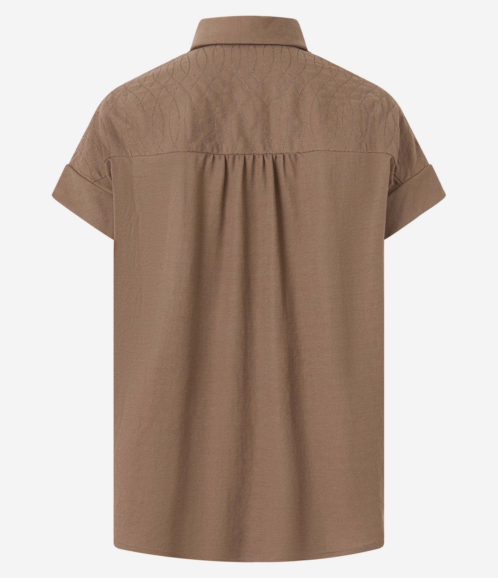 Camisa Texturizada em Orly com Recorte na Manga Marrom 6
