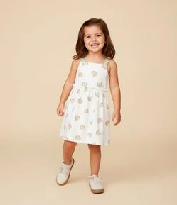 Vestido Alcinha Infantil Estampado de Arco-Íris Texturizado - Tam 1 a 6 Anos