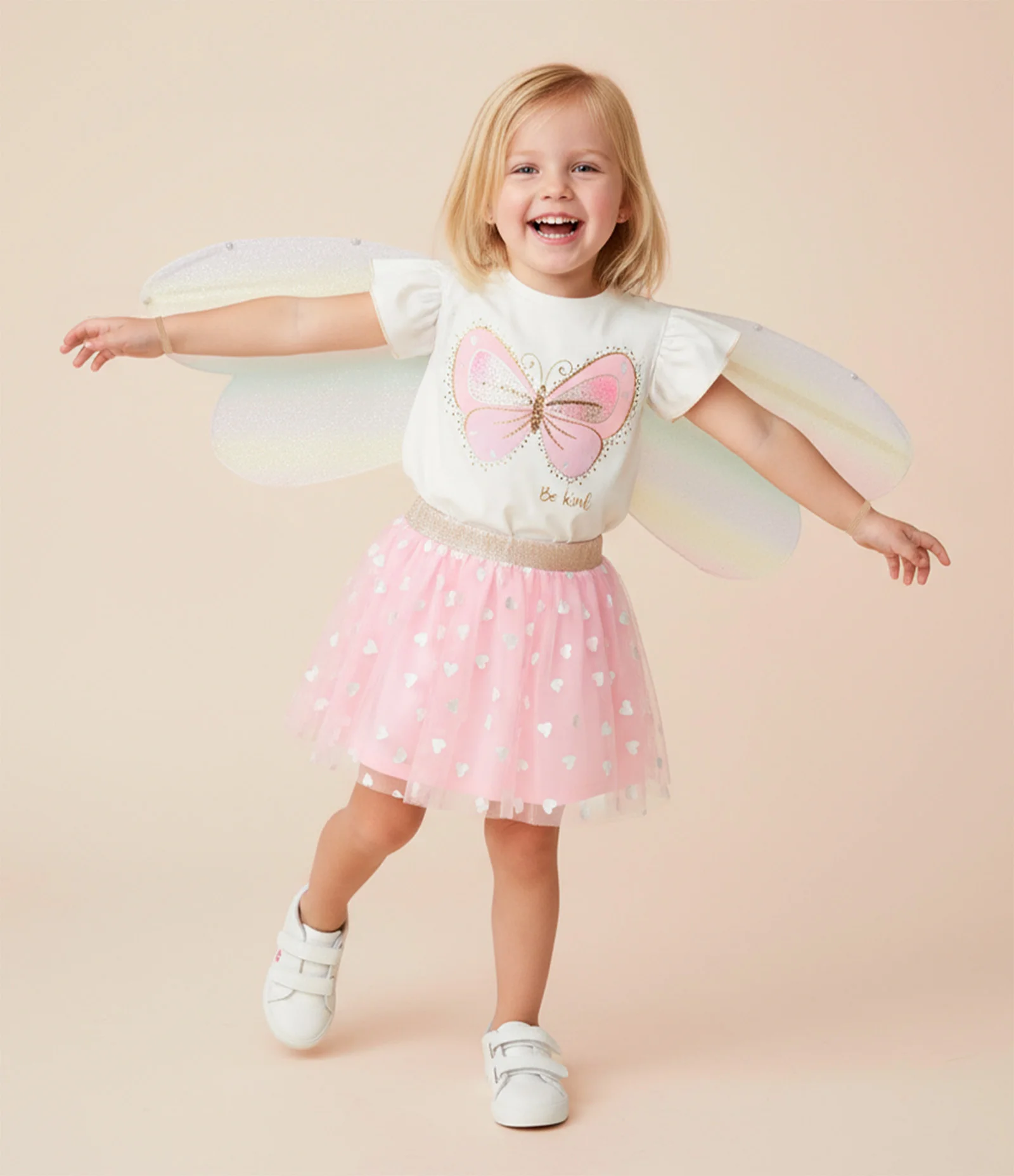 Blusa Infantil com Asas e Estampa de Borboleta - Tam 1 a 6 Anos Branco 1