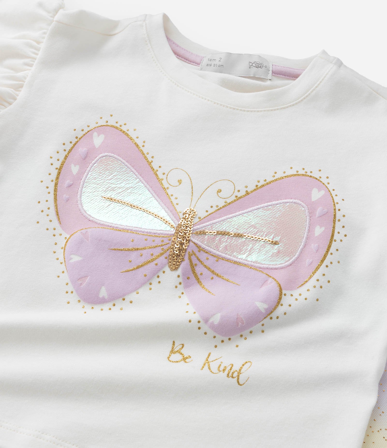 Blusa Infantil com Asas e Estampa de Borboleta - Tam 1 a 6 Anos Branco 11