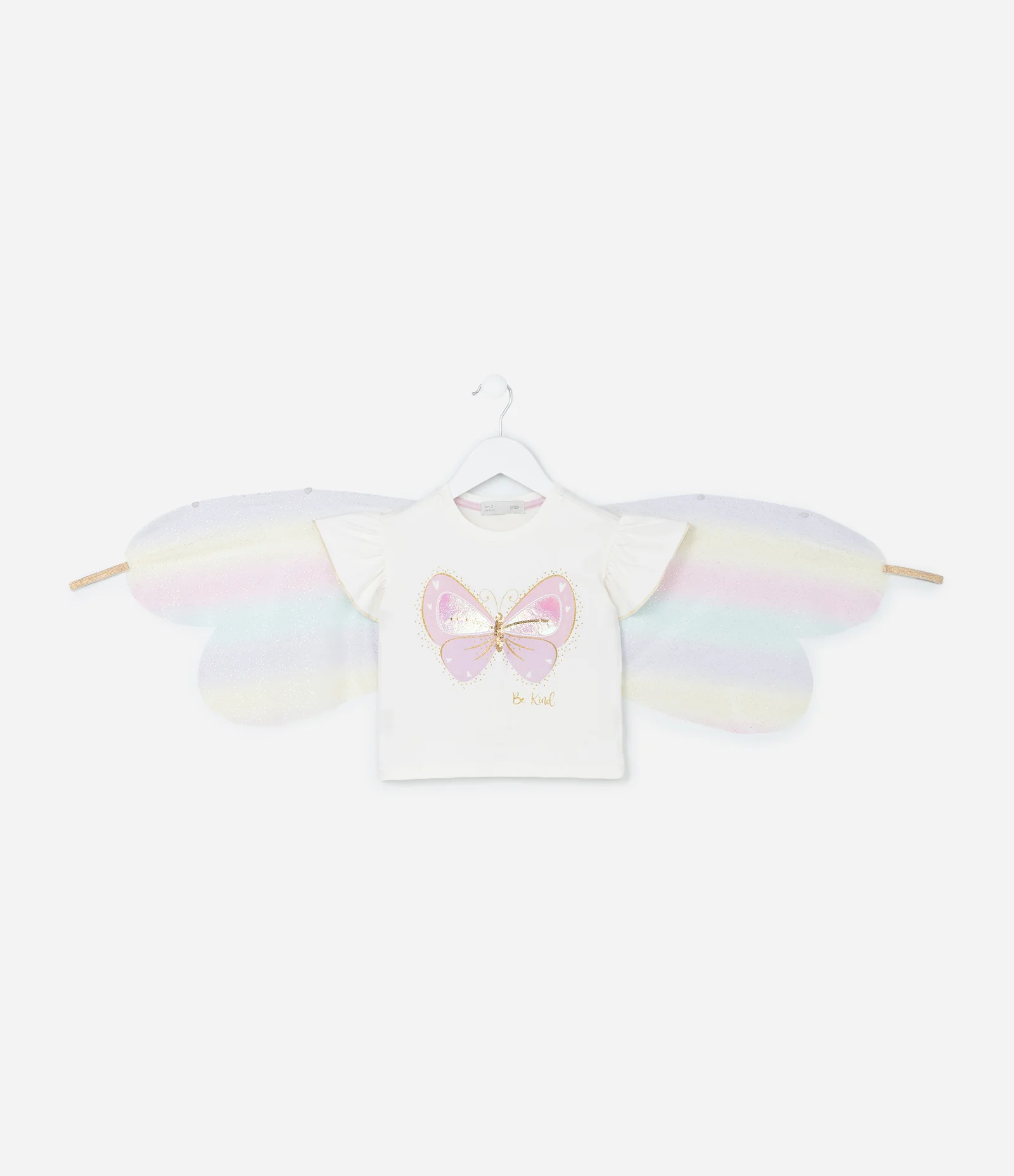 Blusa Infantil com Asas e Estampa de Borboleta - Tam 1 a 6 Anos Branco 2