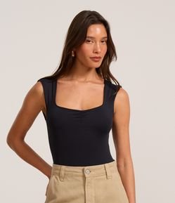 Body em Microfibra com Decote Coração Franzidinho