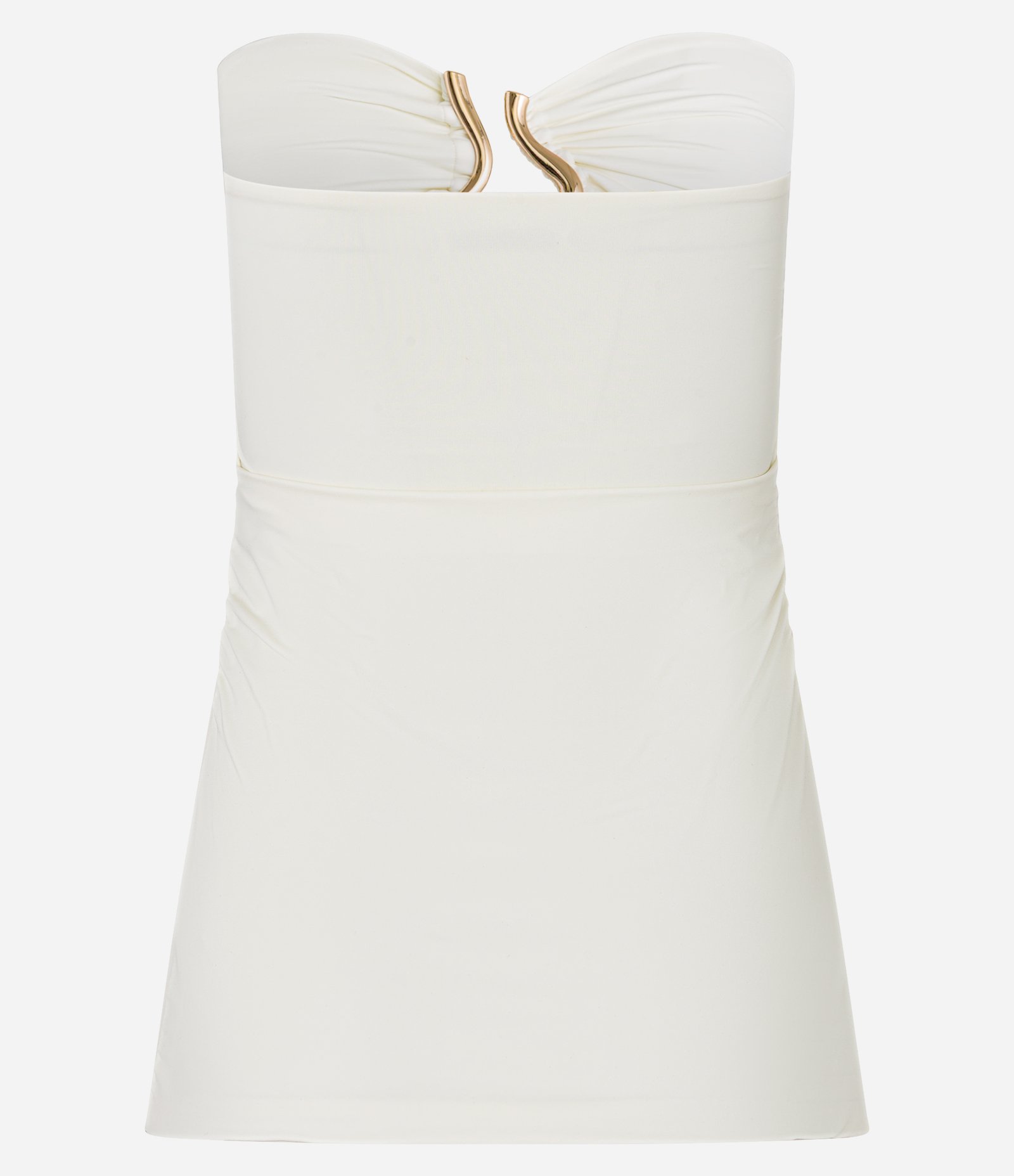 Blusa Sem Alça em Microfibra com Aviamento no Decote Off White 9