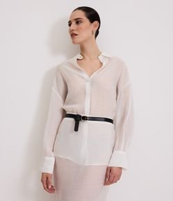 Camisa Oversized em Organza com Transparência