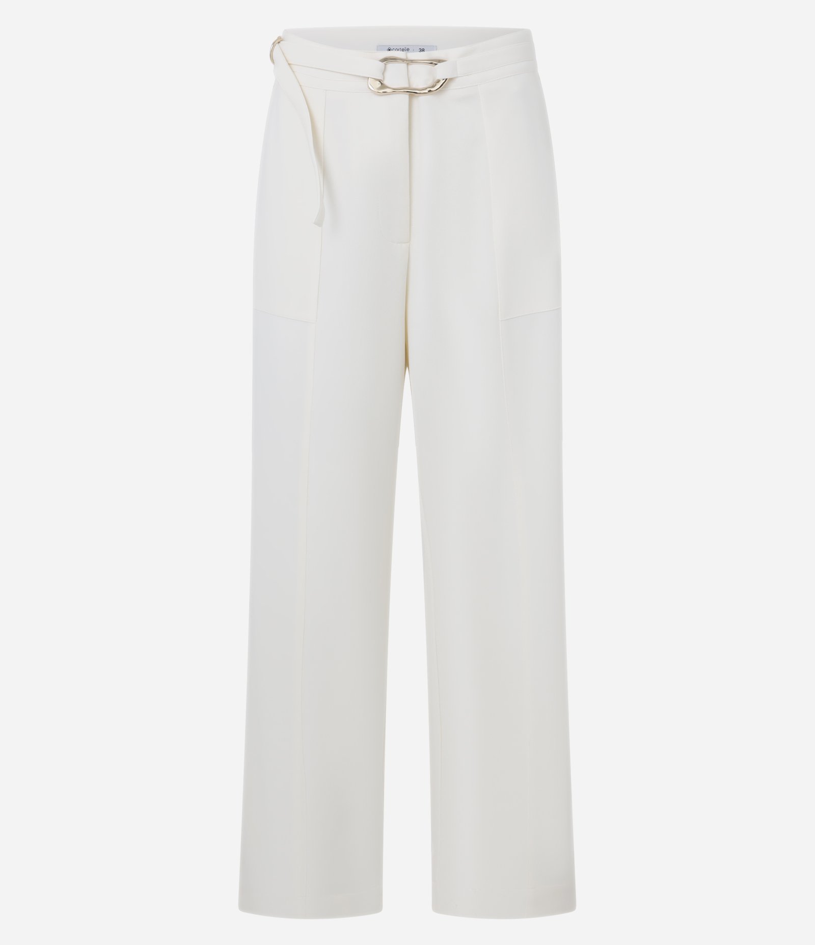 Calça Reta em Crepe com Cinto e Fivela Branco 5