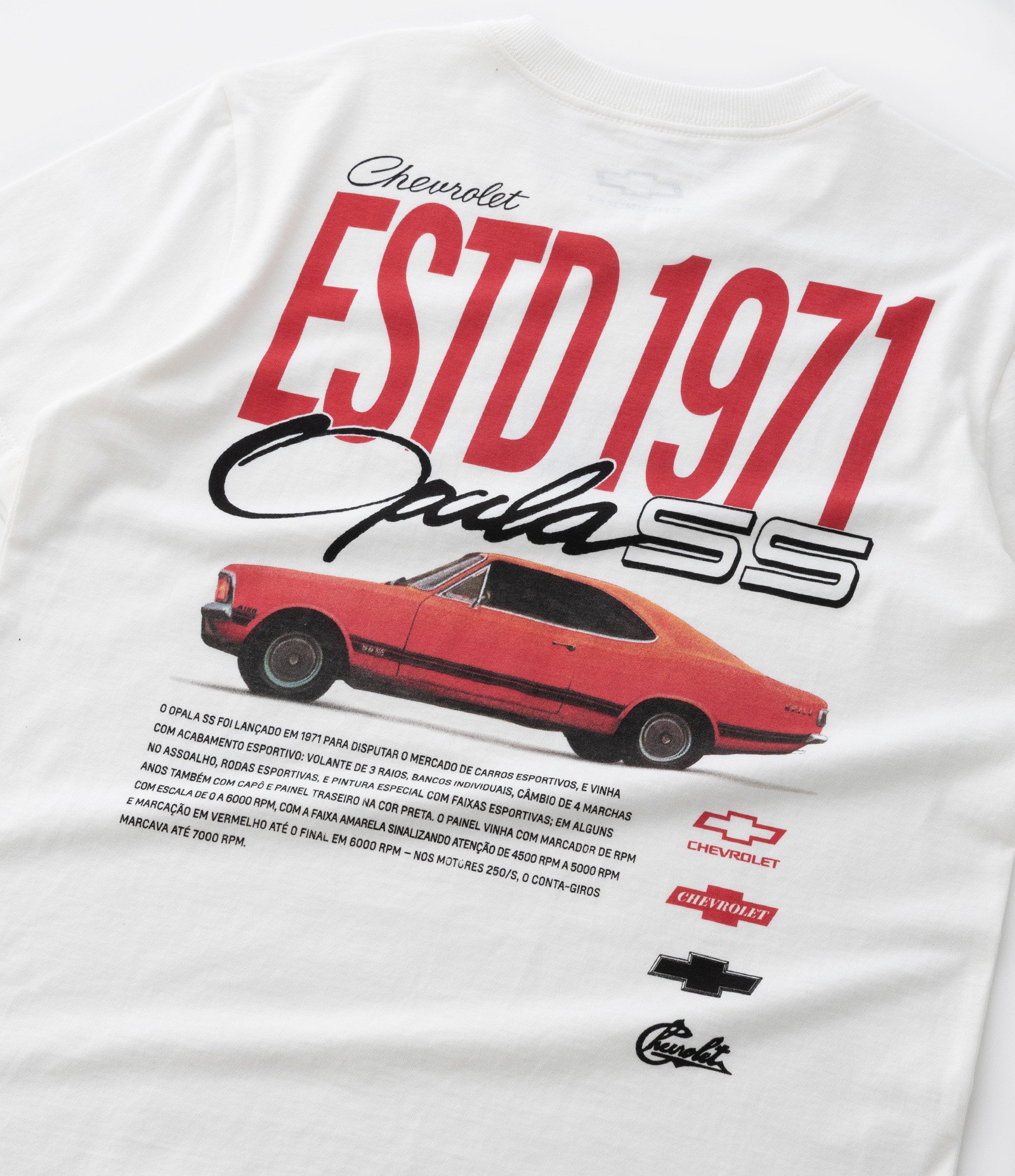 Camiseta Infantil com Estampa Opala Chevrolet - Tam 5 a 14 Anos Branco 2