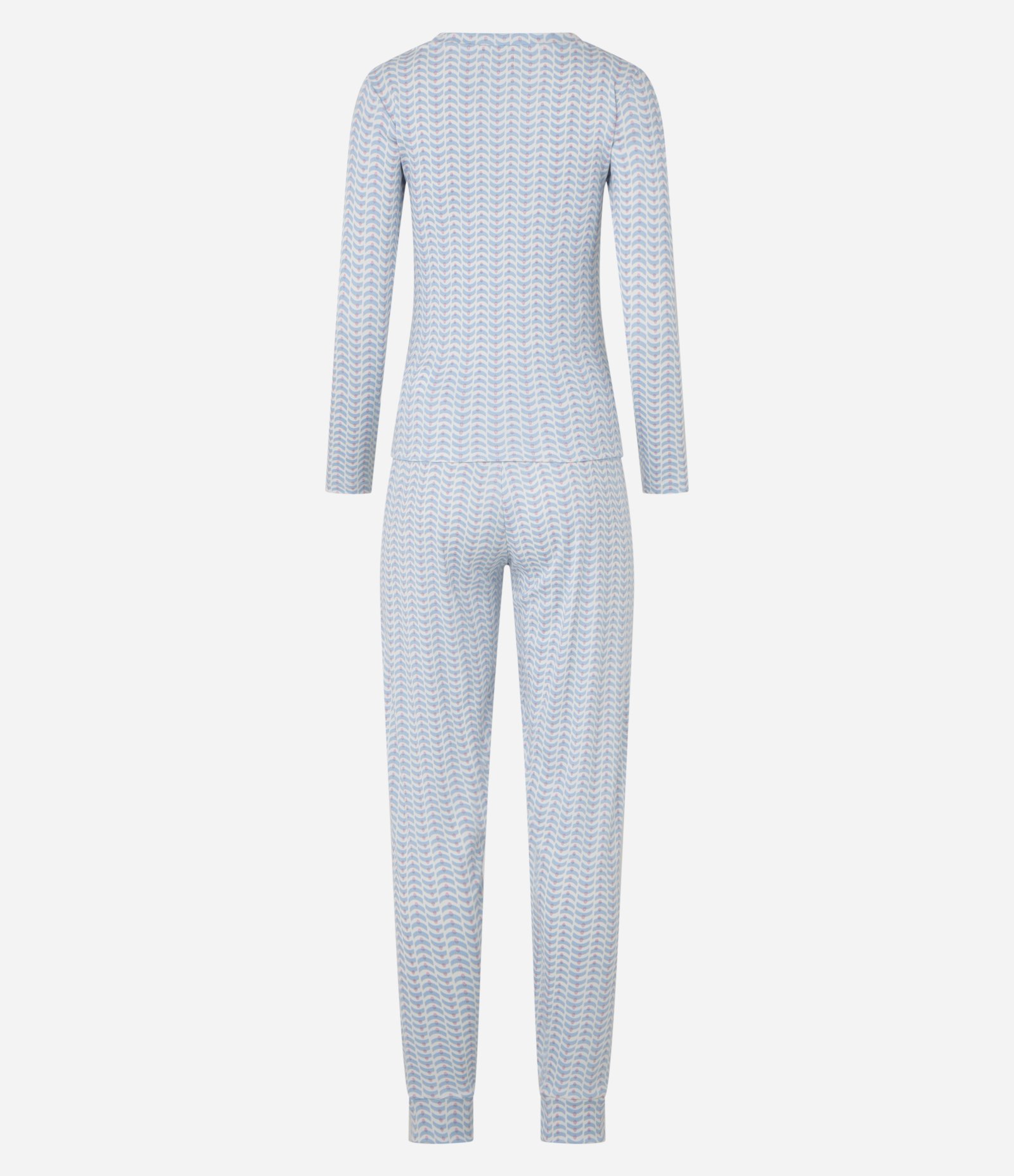 Pijama Longo com Estampa Repetição e Botões Azul 6