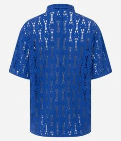 Camisa Alongada em Tricô com Mix de Pontos e Vazados