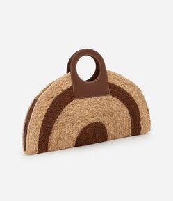 Bolsa Média em Juta Trançada com Listra Contrastante