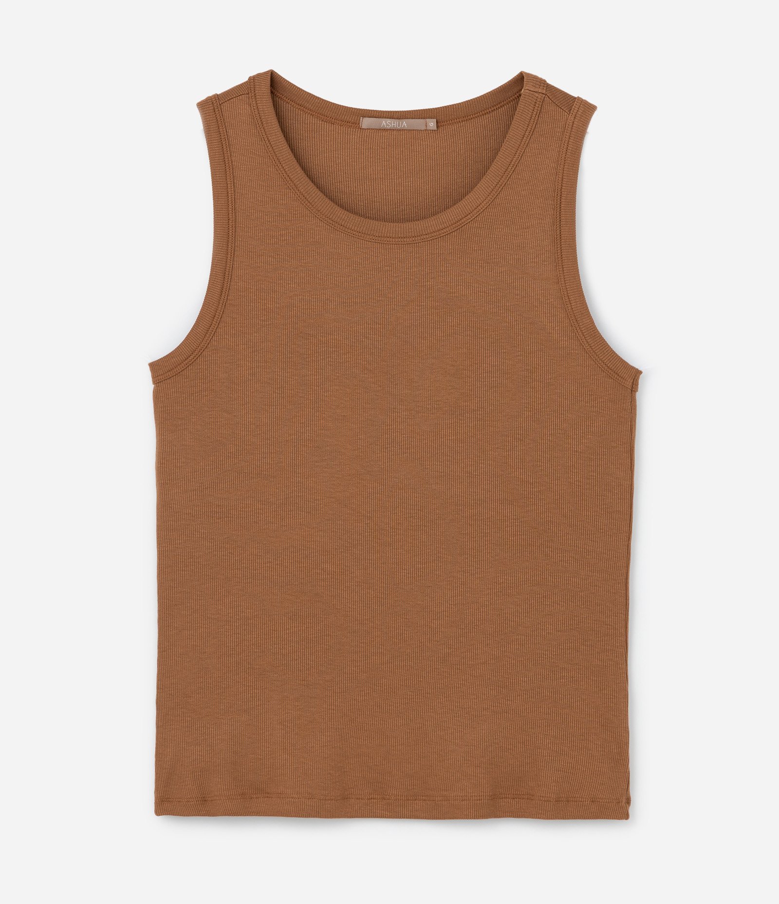 Blusa Regata Canelada em Ribana Curve & Plus Size Marrom 4