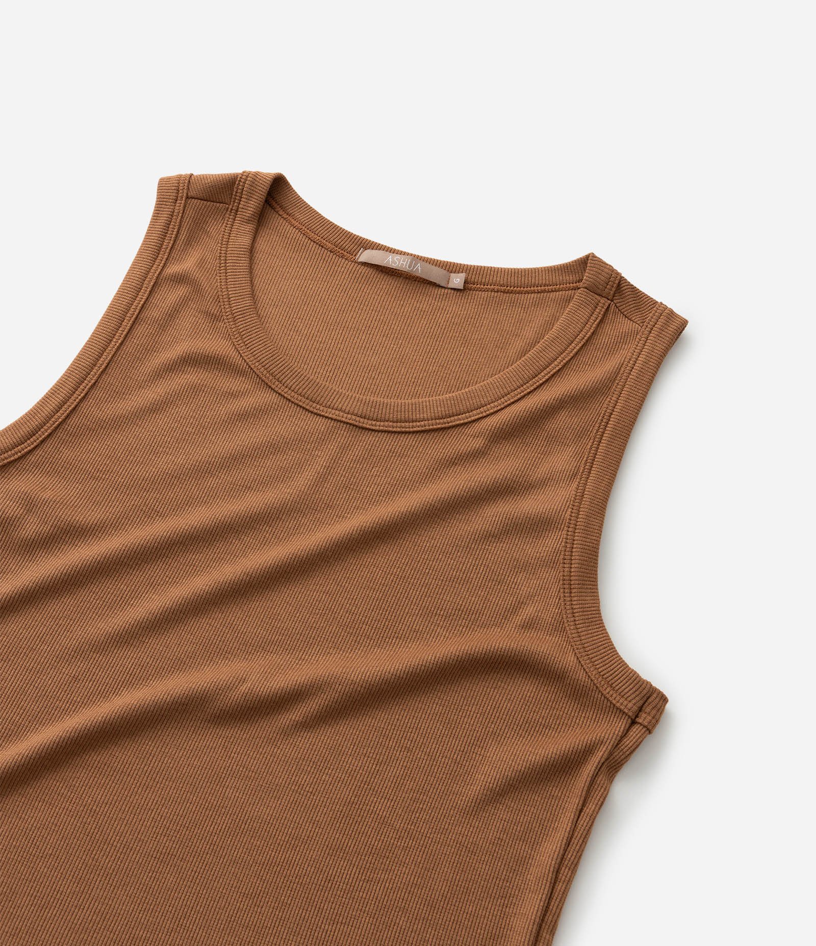 Blusa Regata Canelada em Ribana Curve & Plus Size Marrom 7