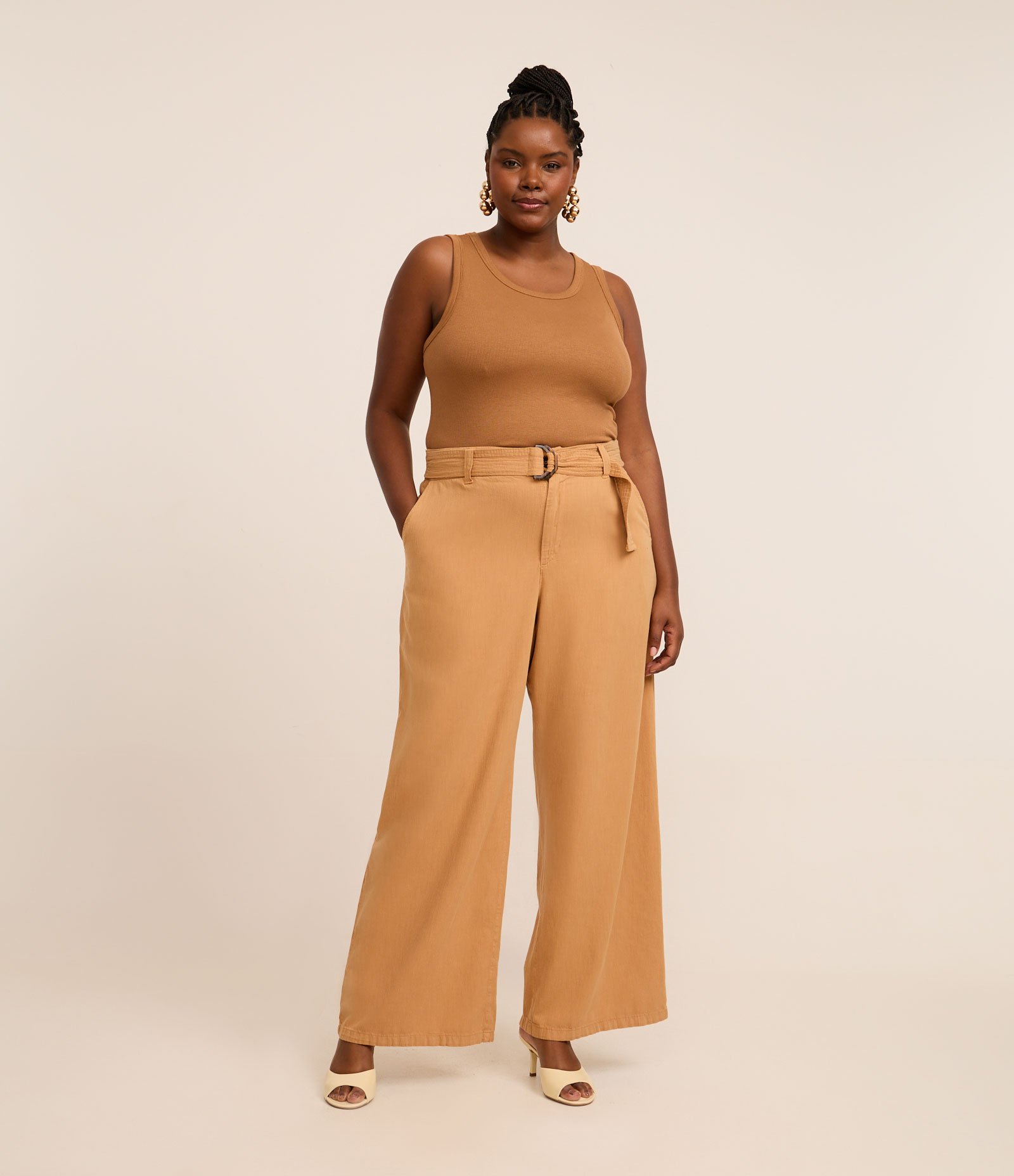 Blusa Regata Canelada em Ribana Curve & Plus Size Marrom 2