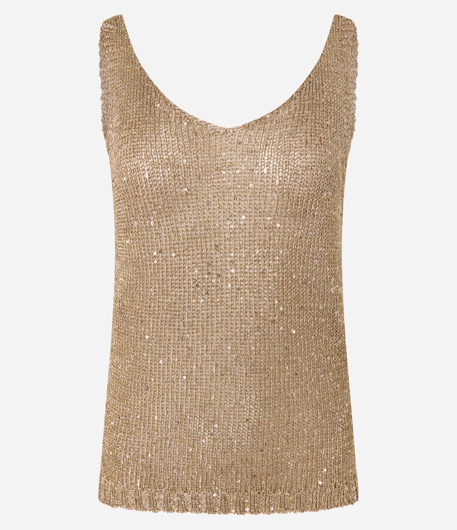 Blusa em Tricô com Fios e Paetês Metalizados Bege 6