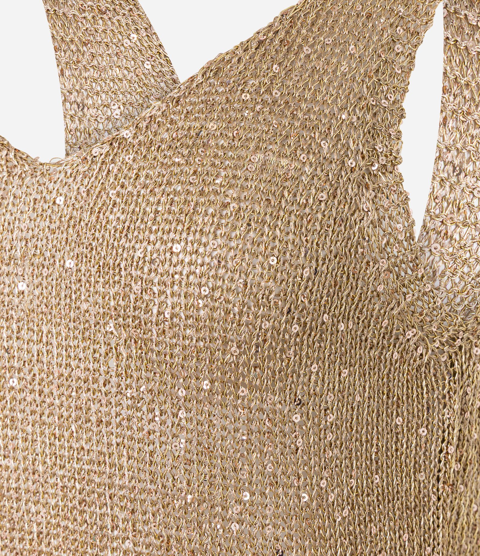 Blusa em Tricô com Fios e Paetês Metalizados Bege 7