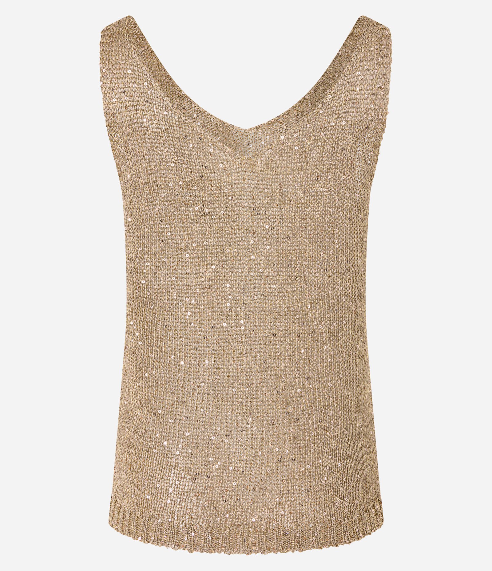 Blusa em Tricô com Fios e Paetês Metalizados Bege 8