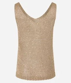Blusa em Tricô com Fios e Paetês Metalizados