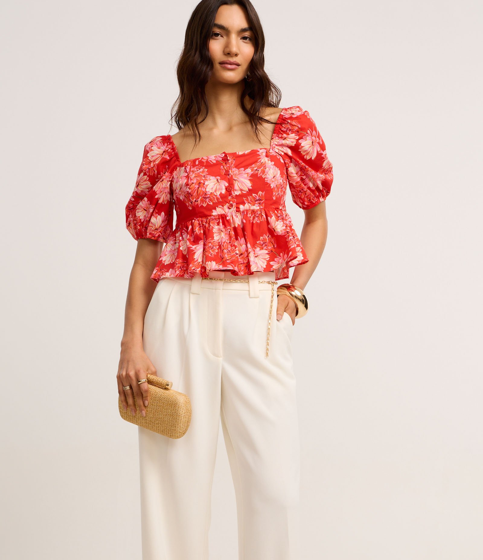 Calça Wide Leg em Crepe com Cinto Corrente Off White 2