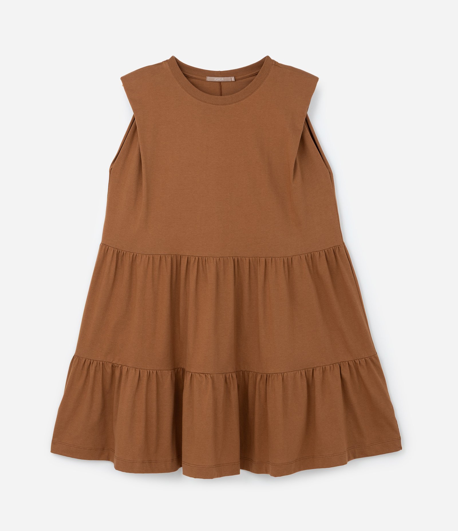 Vestido Muscle Tee em Algodão com Babados Curve & Plus Size Marrom 4