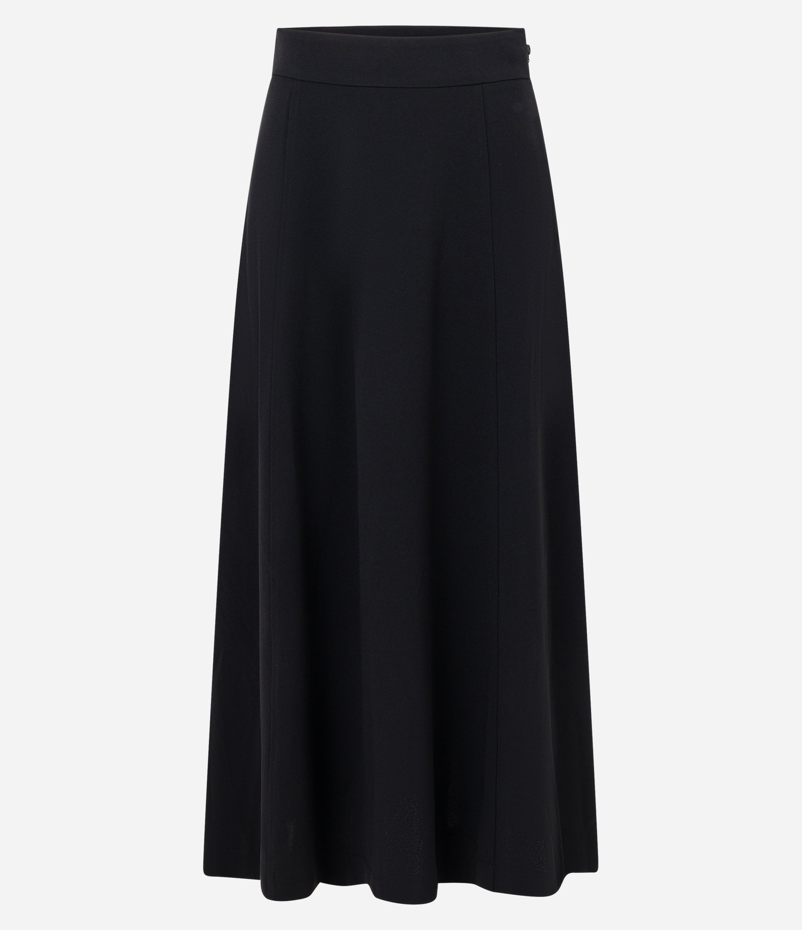 Saia Evasê Longa em Crepe com Zíper Invisível Preto 5