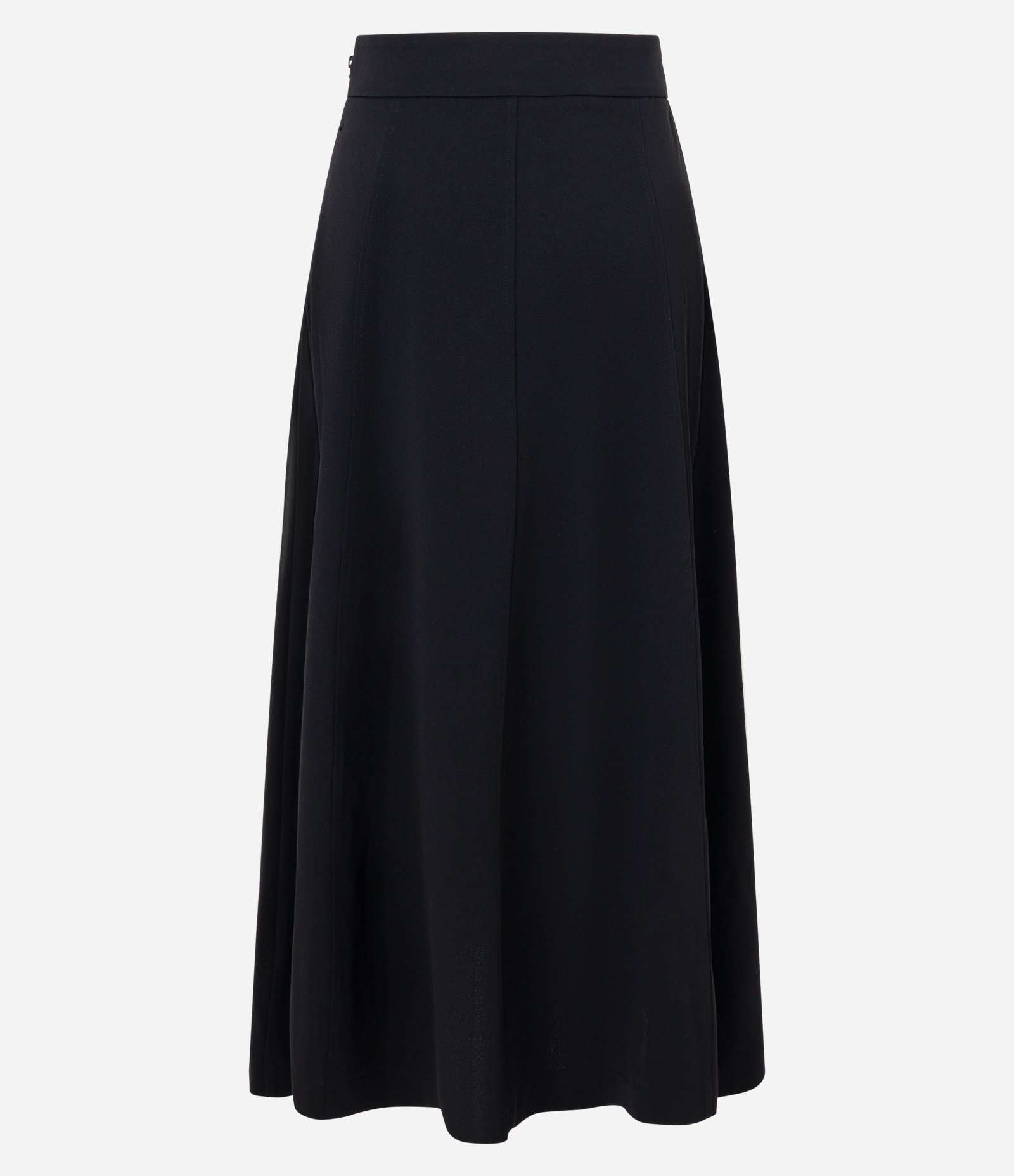 Saia Evasê Longa em Crepe com Zíper Invisível Preto 6