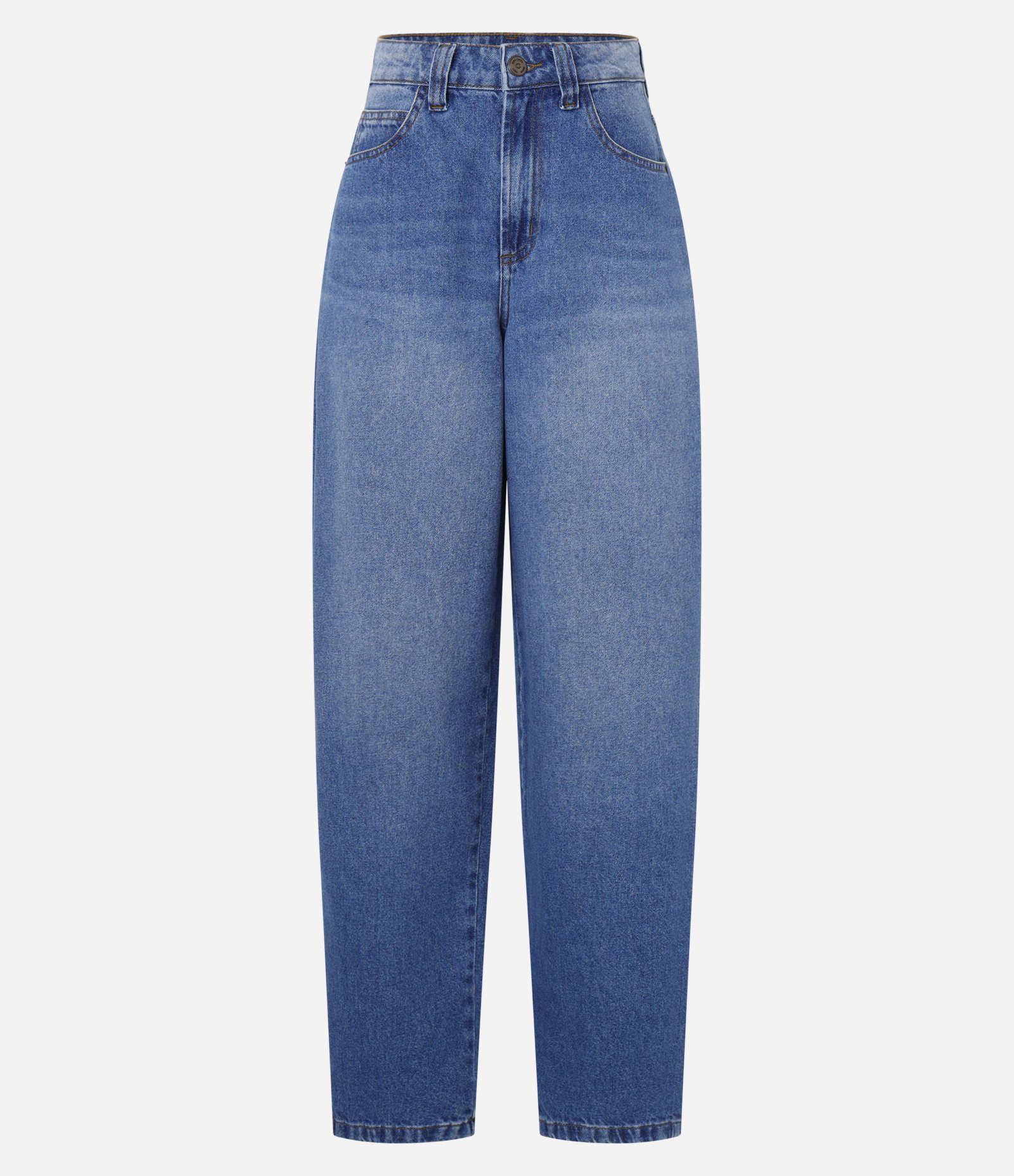 Calça Barrel em Jeans com Bolsos Azul 5