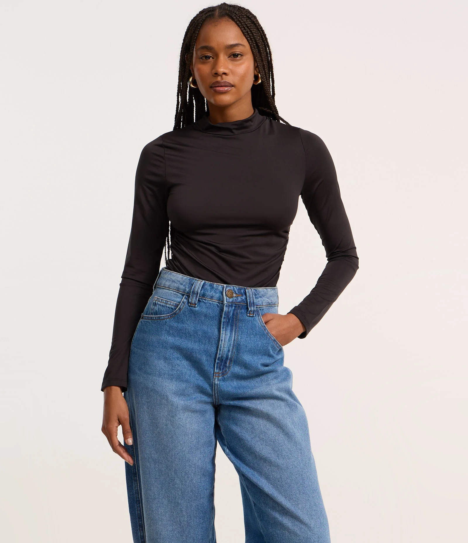 Calça Barrel em Jeans com Bolsos Azul 2