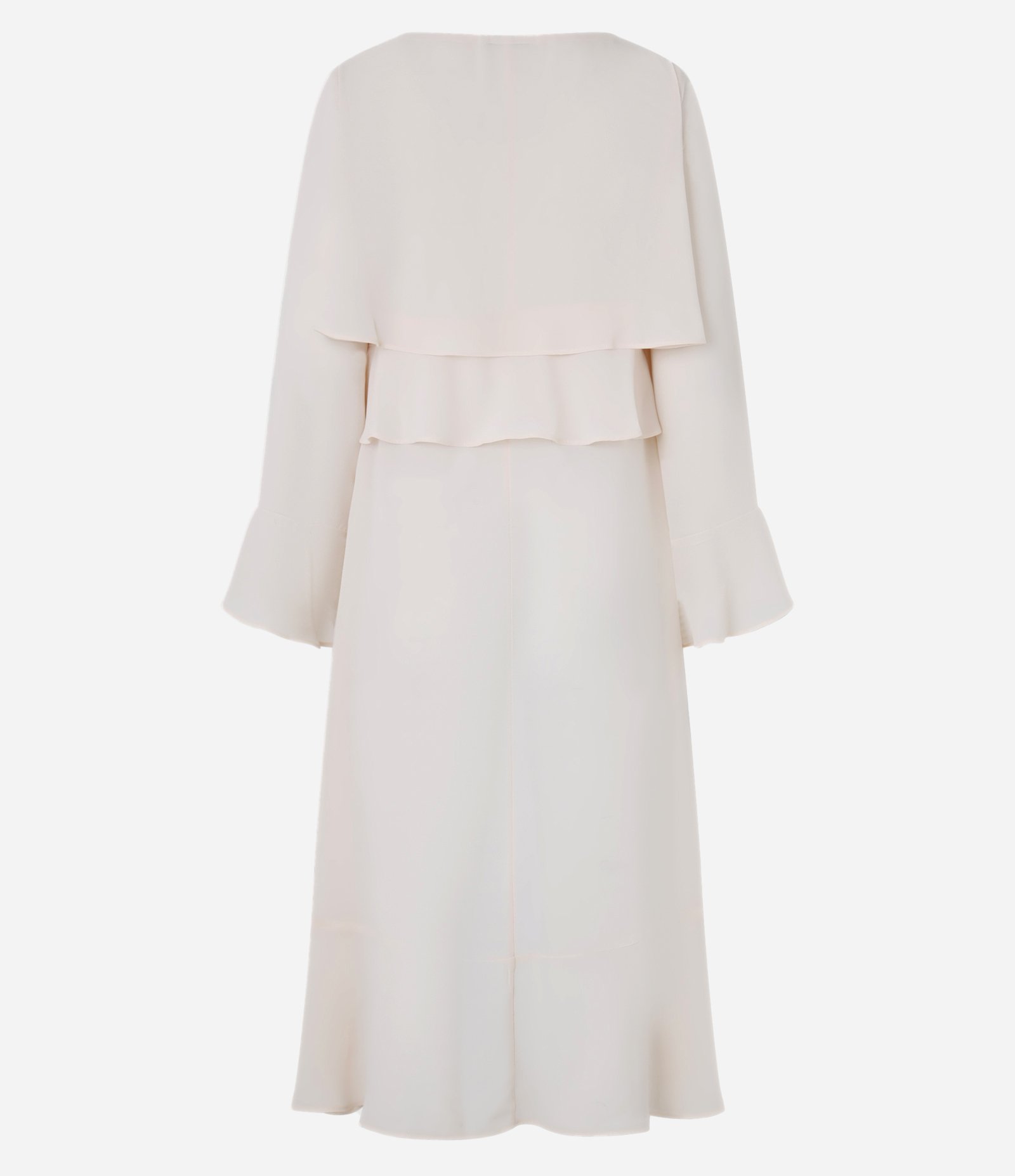 Blusa Bata em Chiffon Alongada com Babados Bege 6