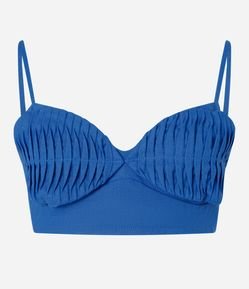 Top Cropped em Viscolinho com Decote Coração e Busto Franzido
