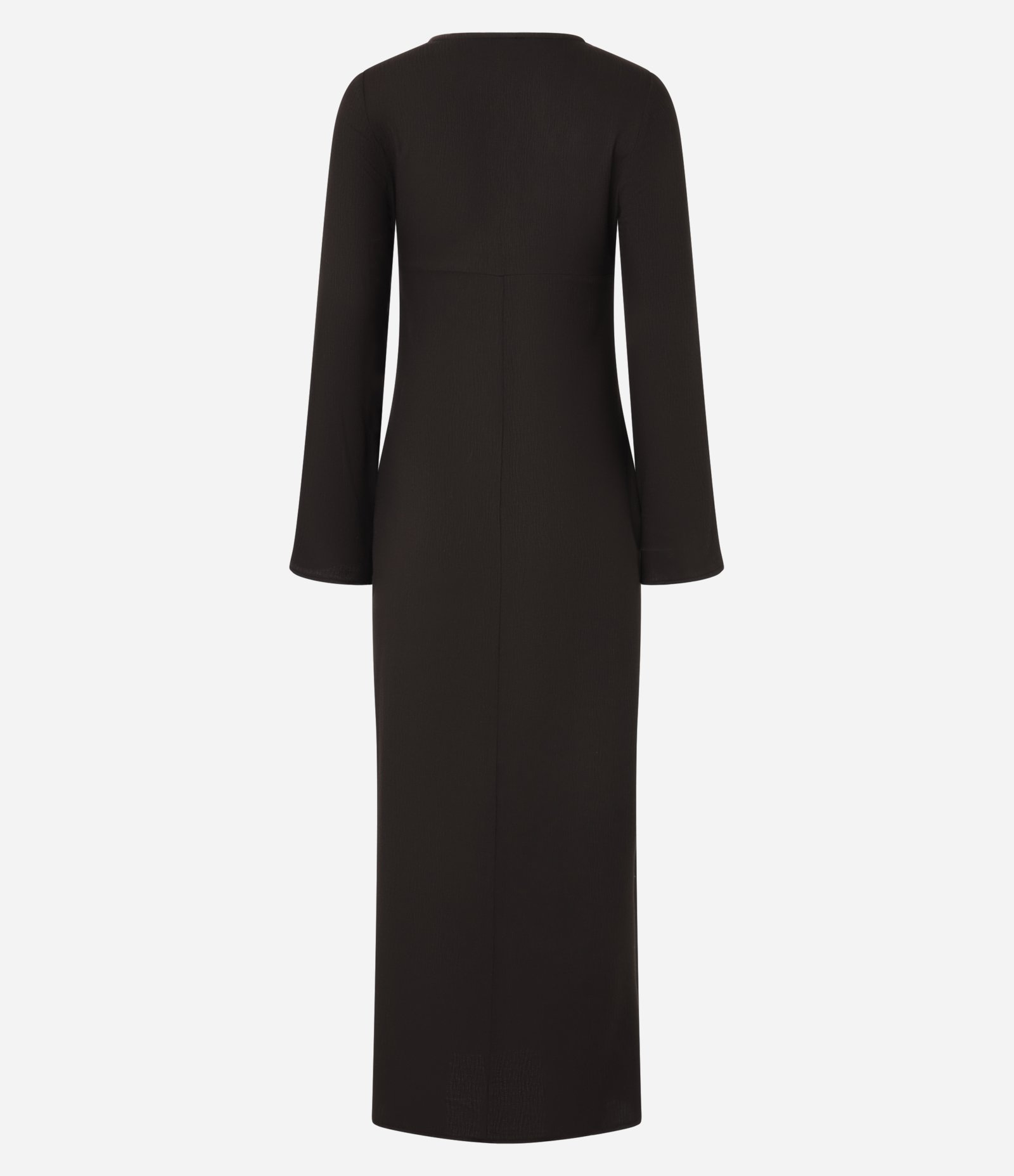 Vestido Long Midi com Textura Maquinetada e Manga Flare Marrom 7