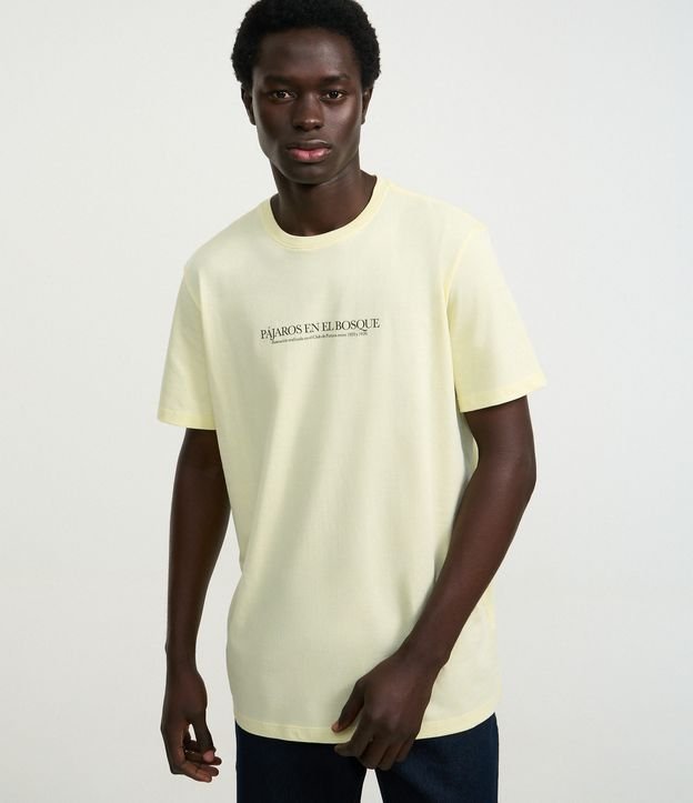 Camiseta Comfort em Algodão com Lettering Pájaros En El Bosque