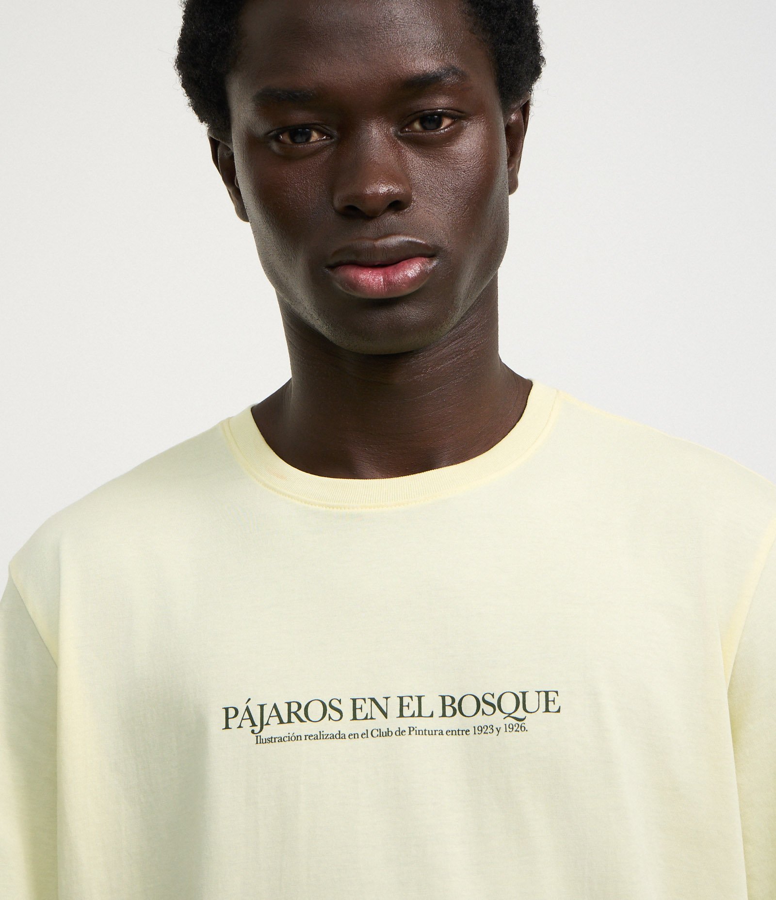 Camiseta Comfort em Algodão com Estampa de Paisagem e Lettering Pájaros En El Bosque Bege 5