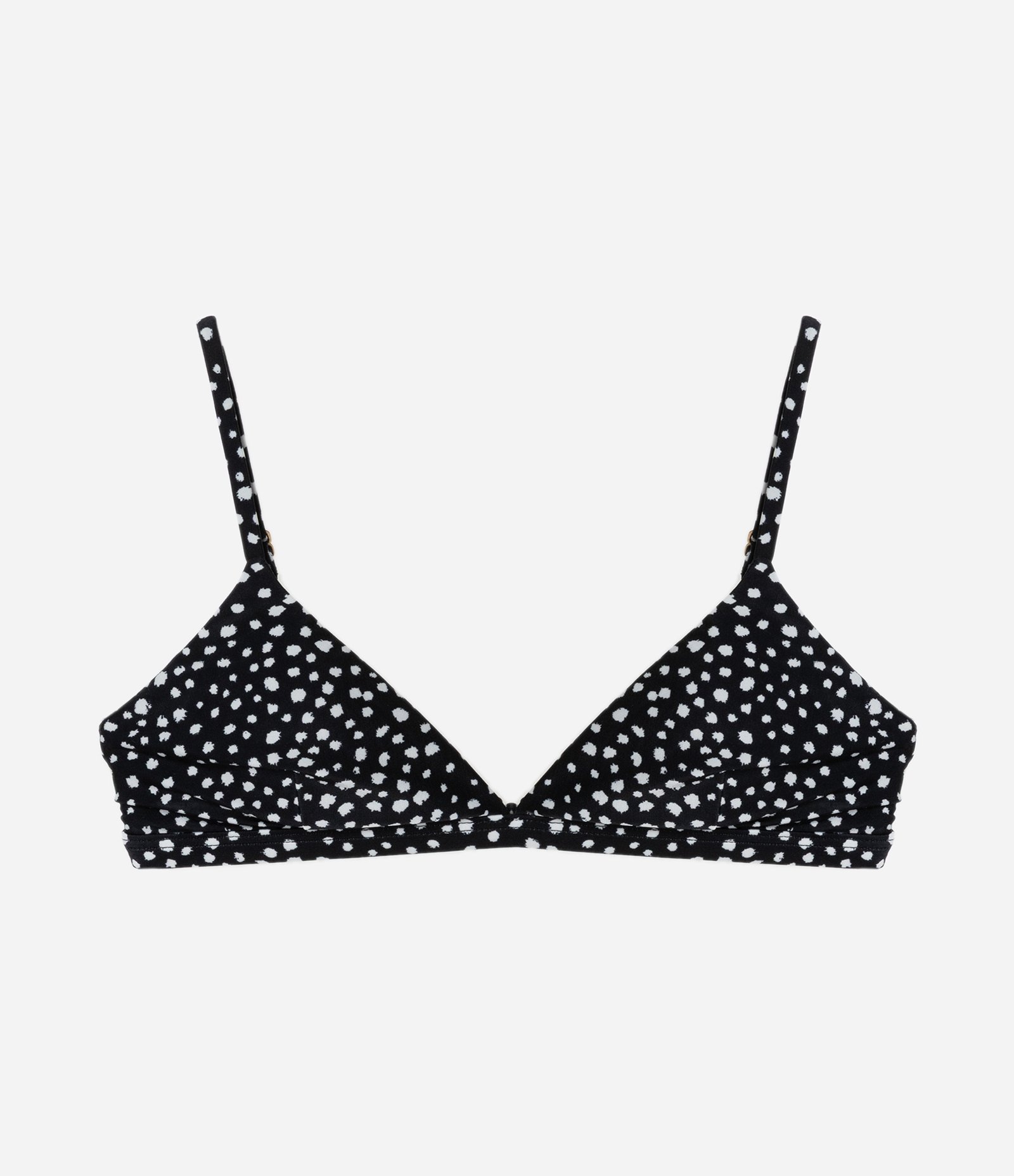 Biquíni Top Triangulo Fixo em Microfibra Poá Preto 4