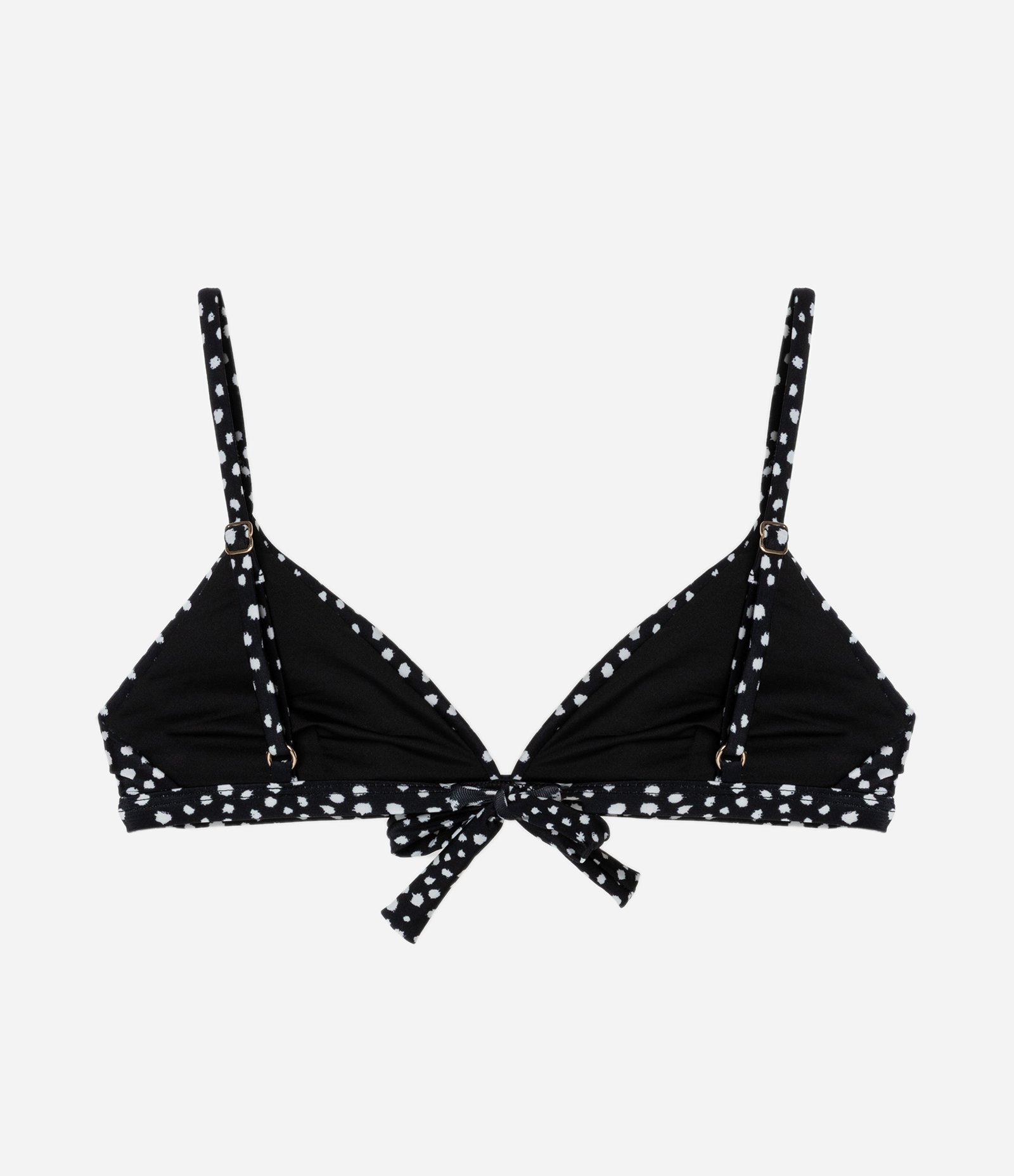 Biquíni Top Triangulo Fixo em Microfibra Poá Preto 5