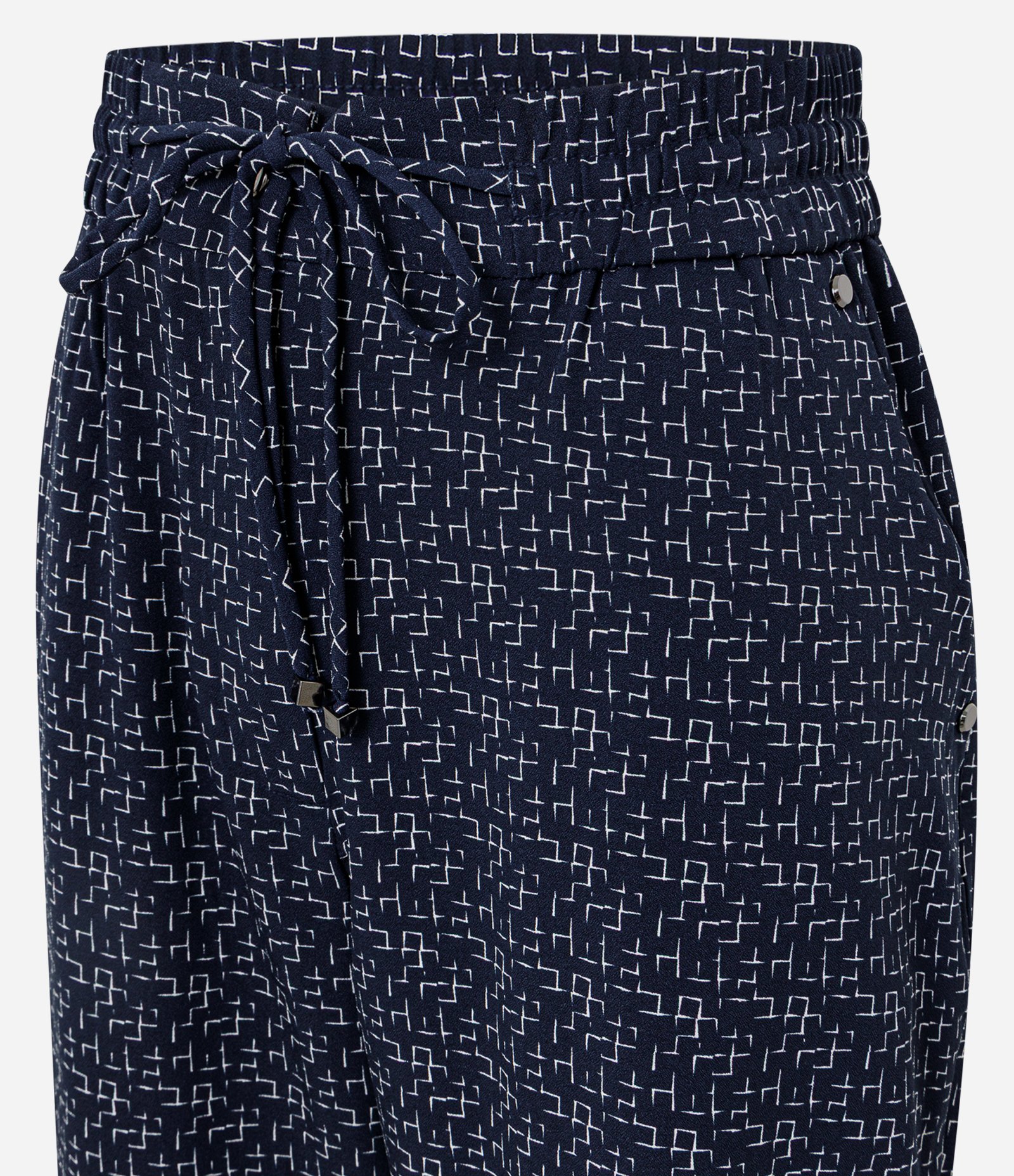 Calça em Crepe com Estampa Geométrica e Cós Elástico Azul 2