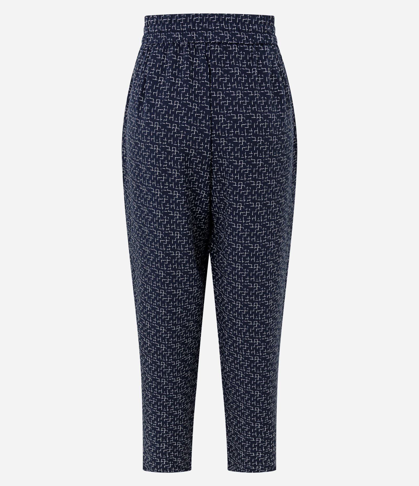 Calça em Crepe com Estampa Geométrica e Cós Elástico Azul 3