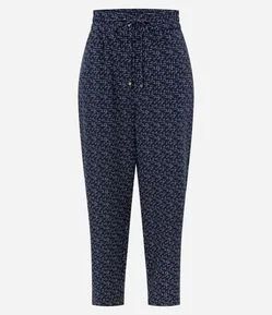 Calça em Crepe com Estampa Geométrica e Cós Elástico