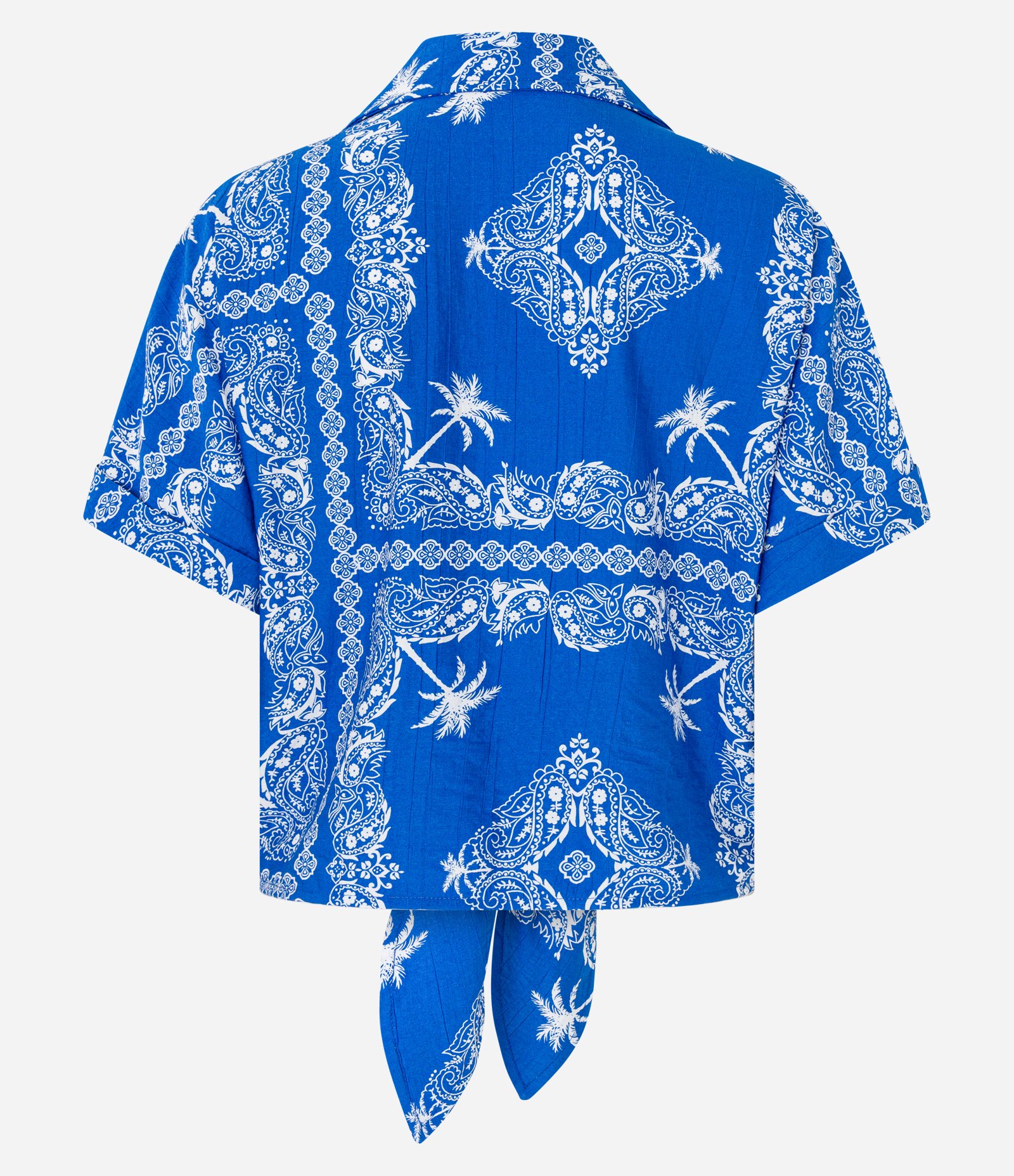 Camisa em Viscose com Amarração e Estampa Paisely Azul 8